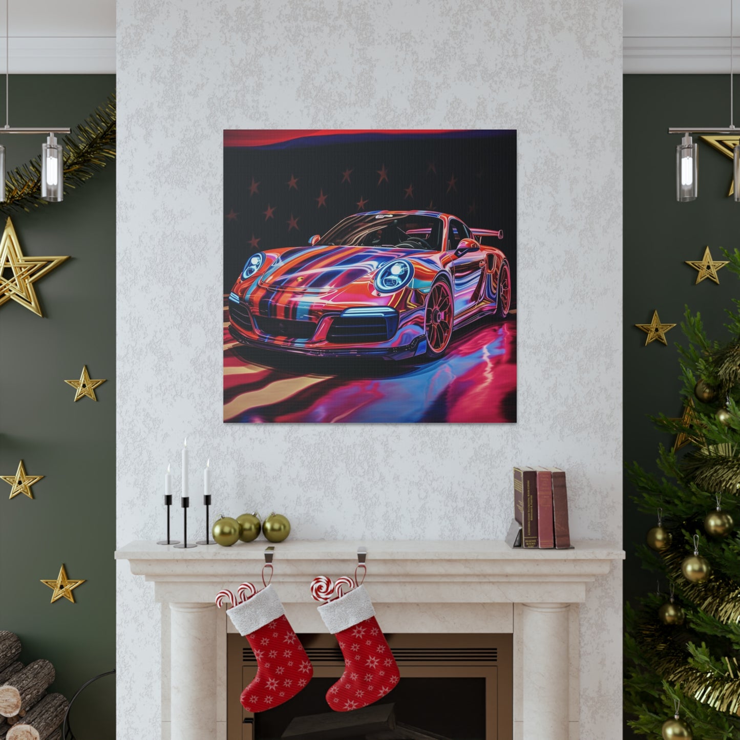 Canvas Gallery Wraps American Flag Colored Porsche 3