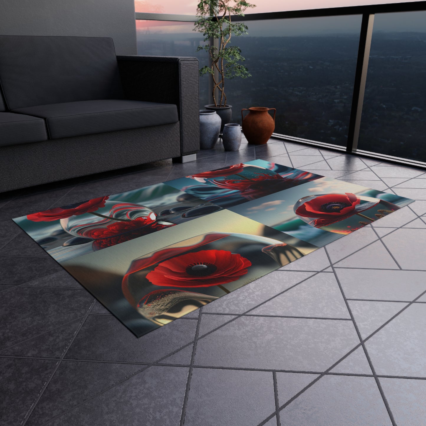 Outdoor Rug  Red Anemone in a Vase 5