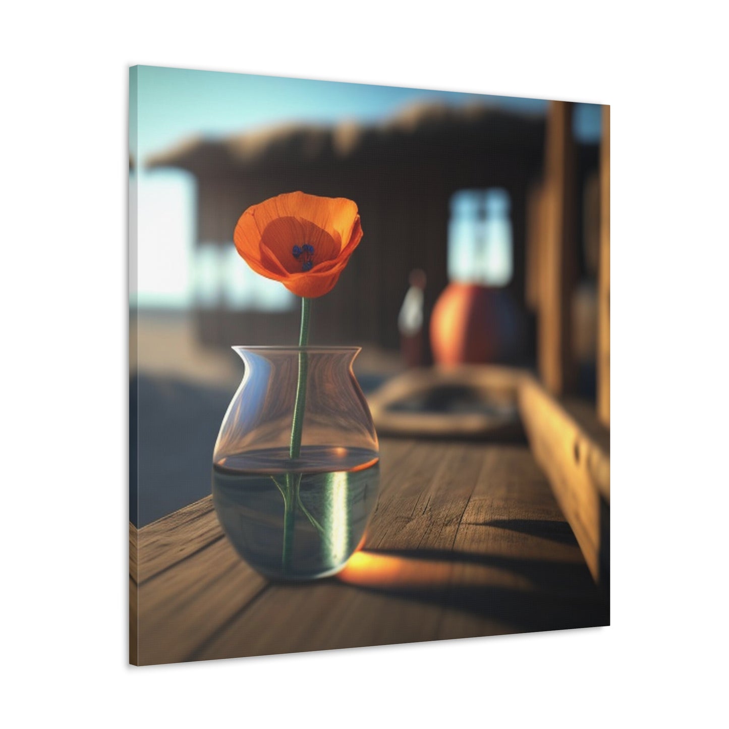 Canvas Gallery Wraps Poppy in a Glass Vase 2