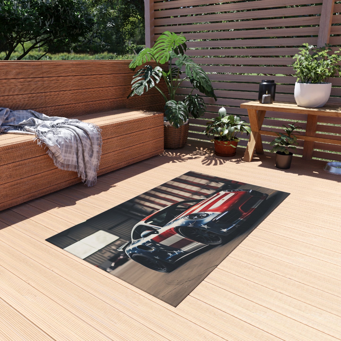 Outdoor Rug  American Flag Porsche 2