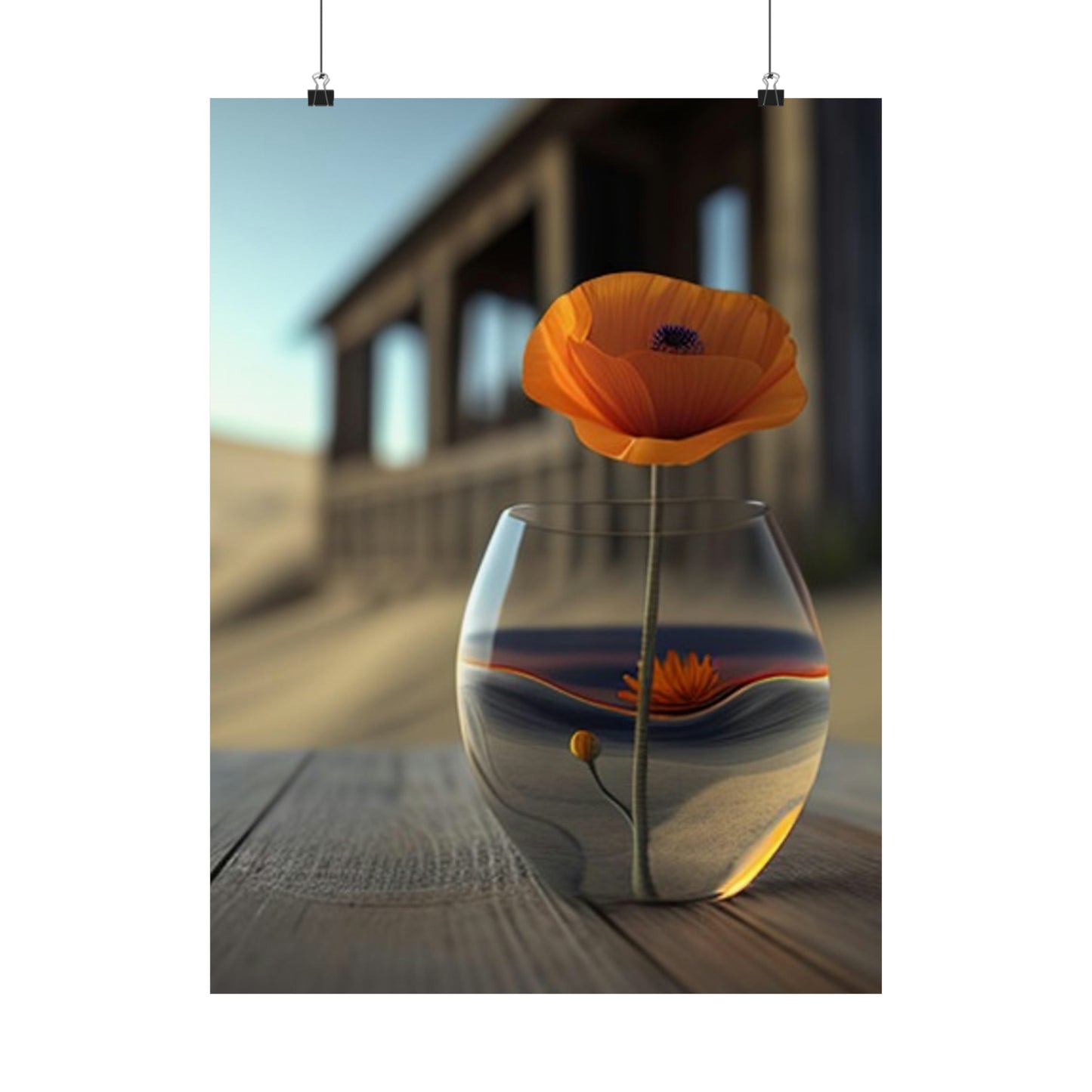 Premium Matte Vertical Posters Poppy in a Glass Vase 4