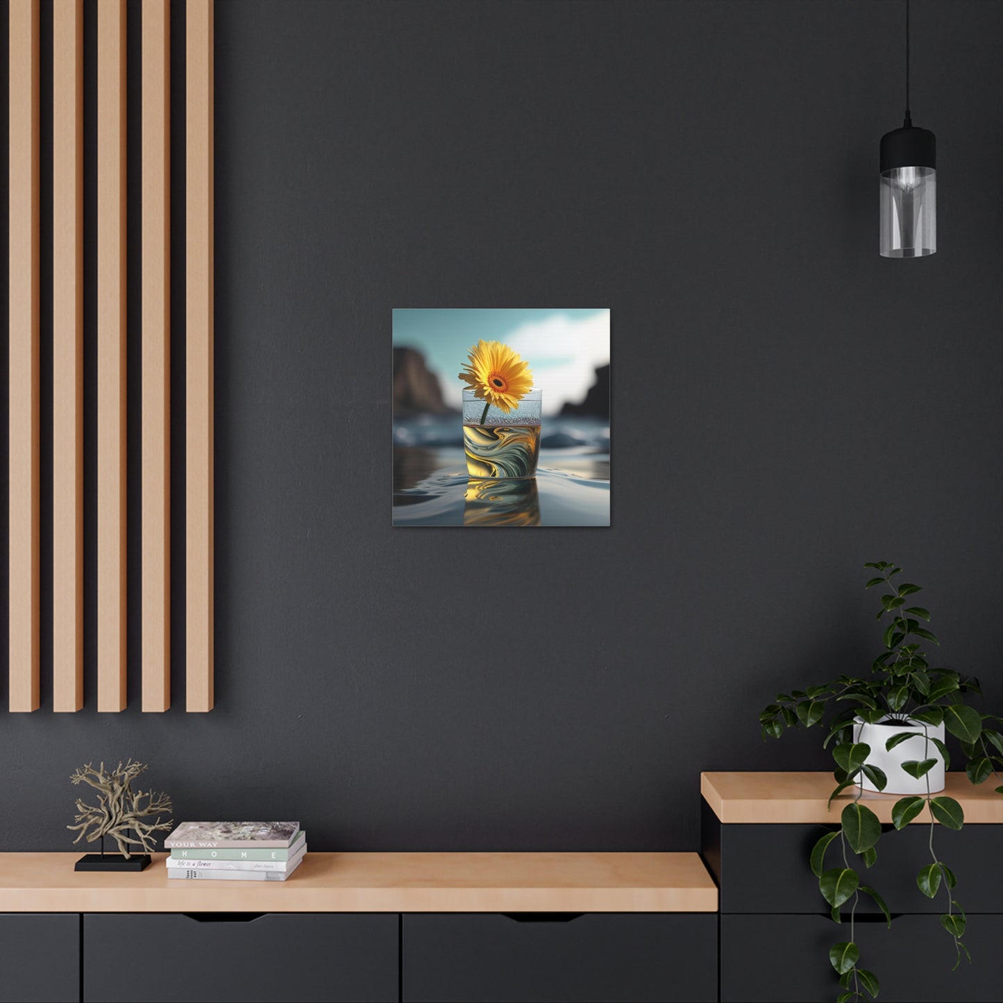 Canvas Gallery Wraps yello Gerbera glass 2