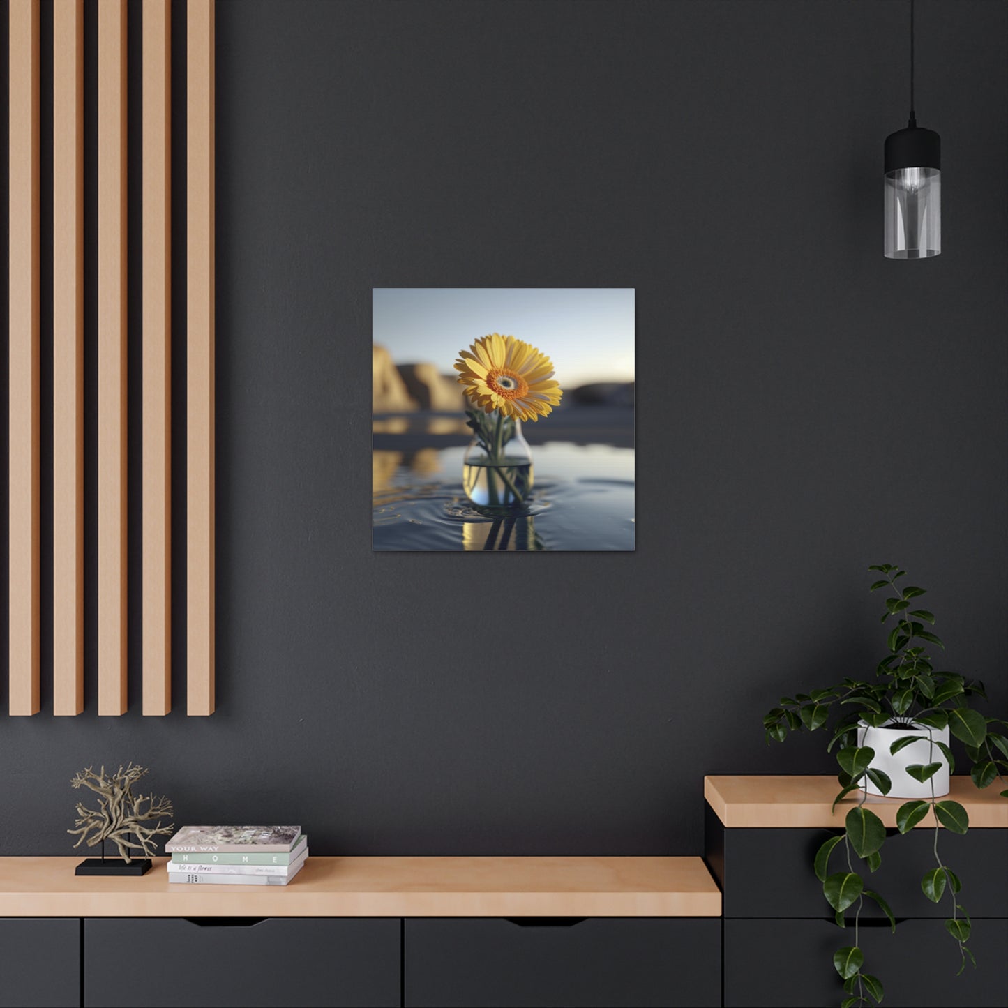 Canvas Gallery Wraps yello Gerbera glass 4