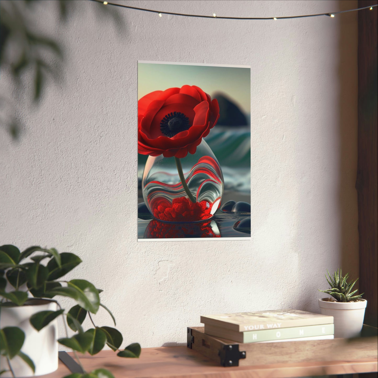 Premium Matte Vertical Posters Red Anemone in a Vase 1