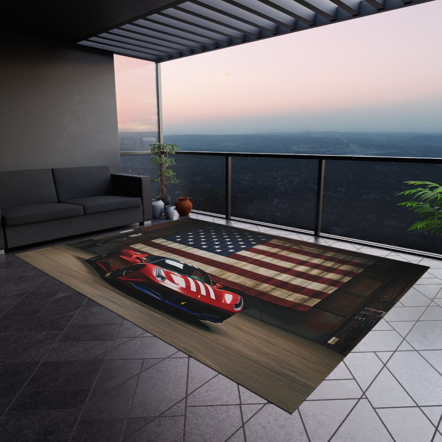 Outdoor Rug  American Flag Farrari 4