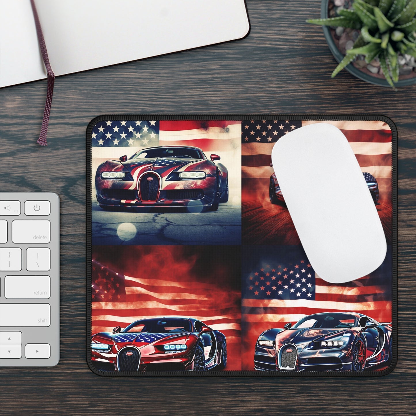 Gaming Mouse Pad  Abstract American Flag Background Bugatti 5