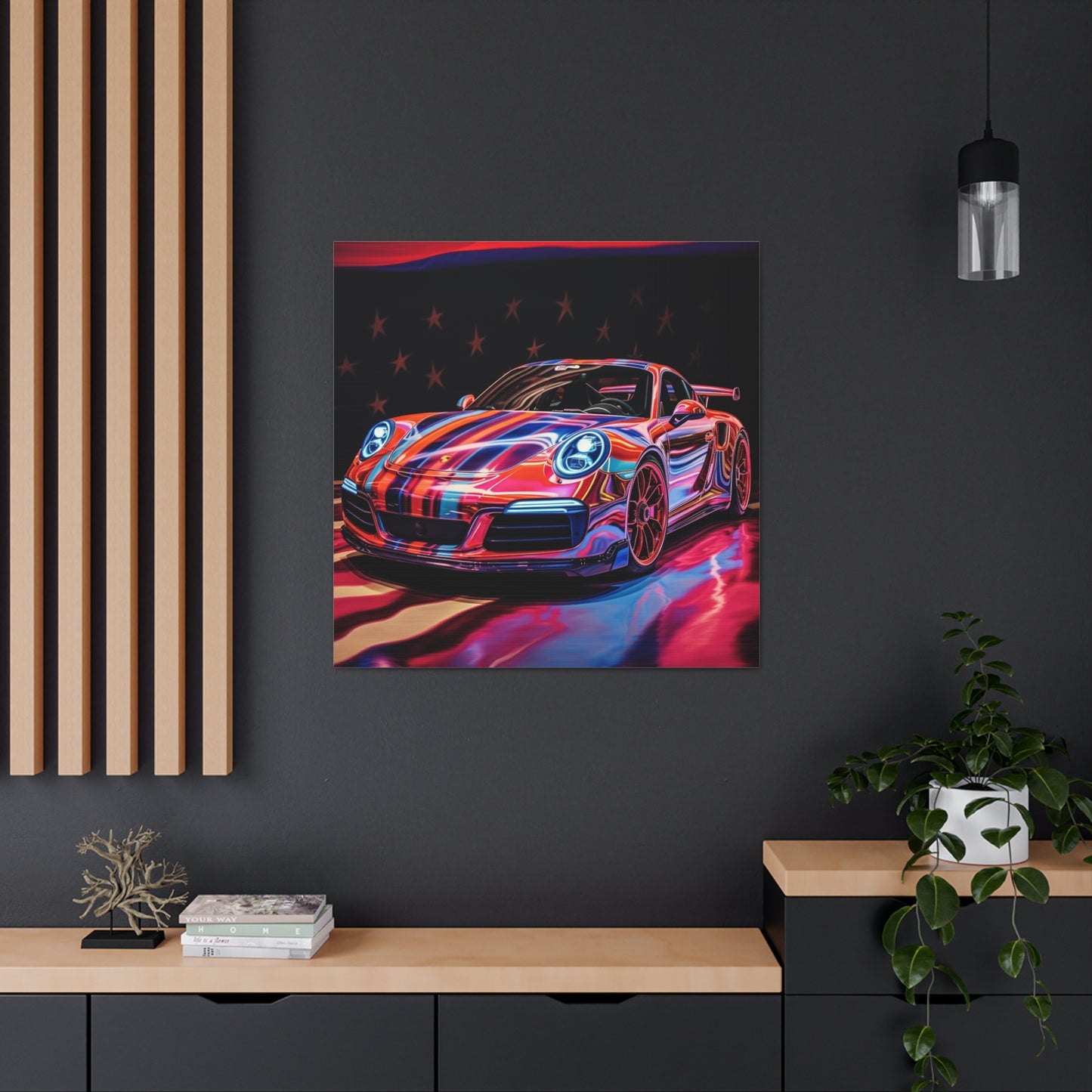 Canvas Gallery Wraps American Flag Colored Porsche 3