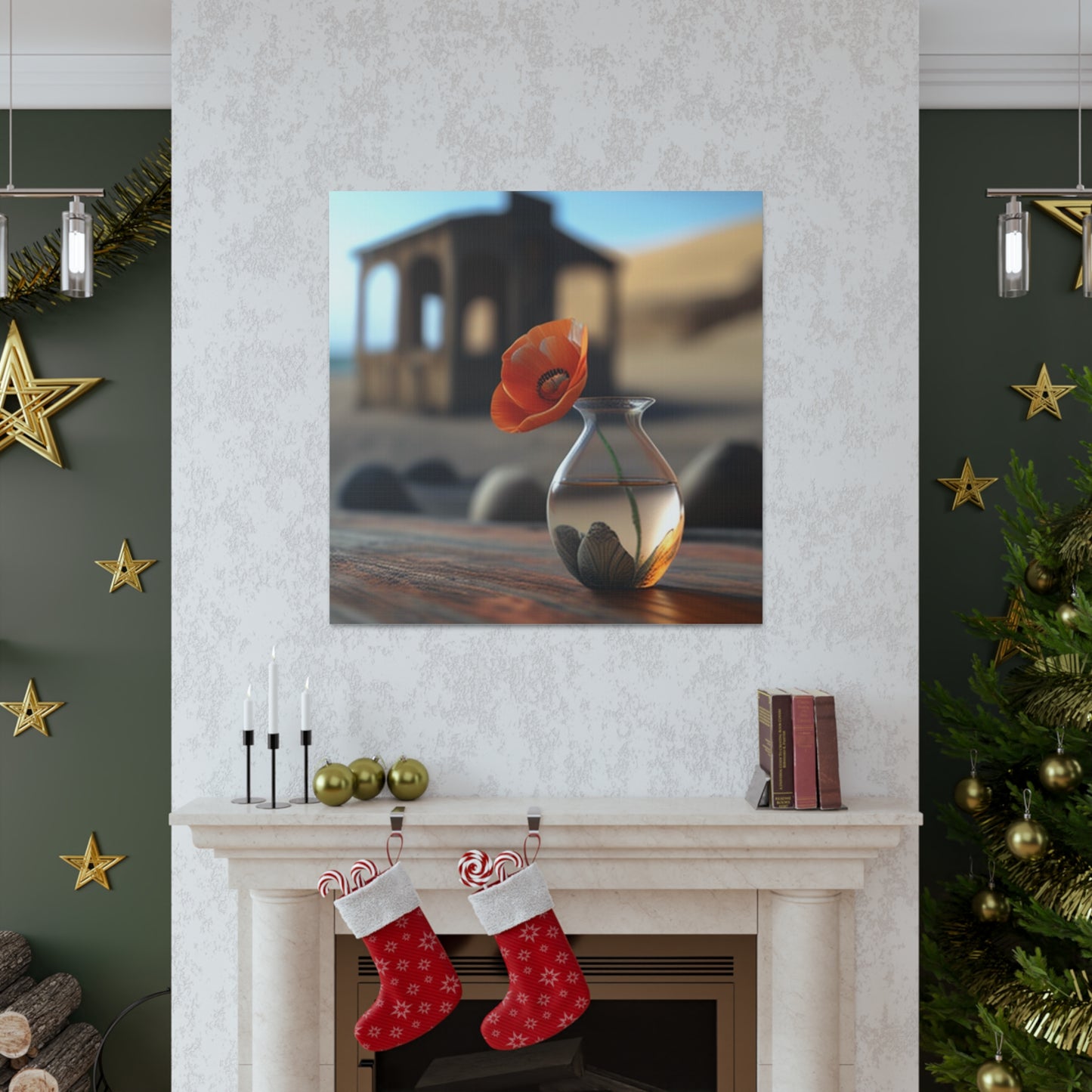 Canvas Gallery Wraps Poppy in a Glass Vase 1