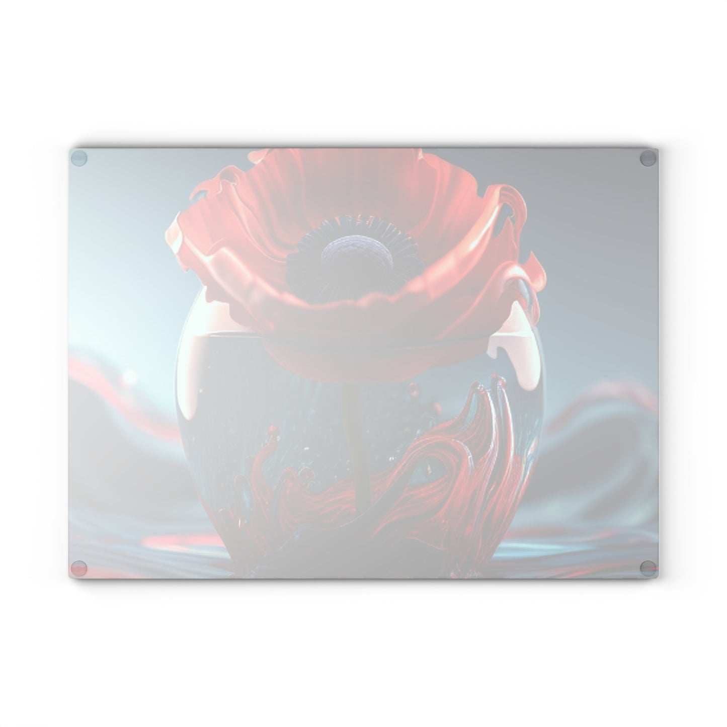 Glass Cutting Board Red Anemone in a Vase 2