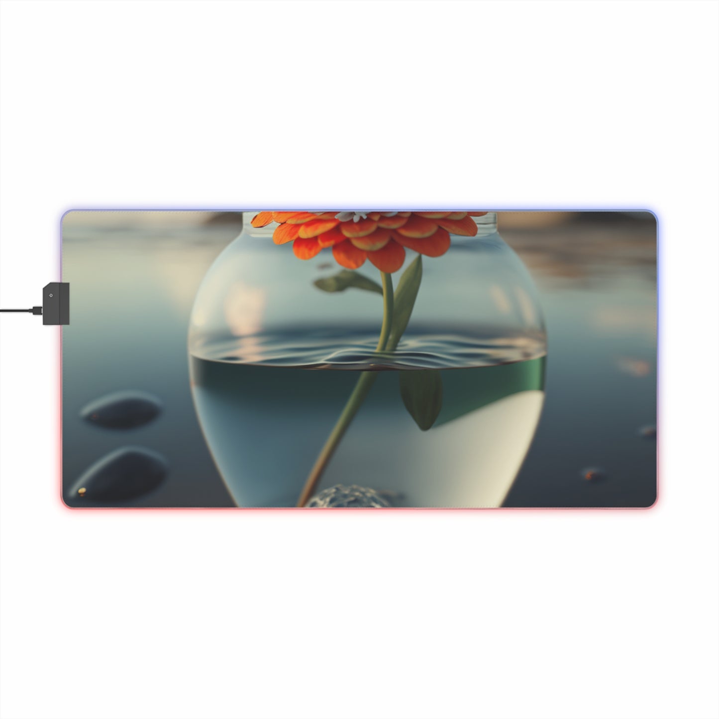 LED Gaming Mouse Pad Orange Zinnia 3