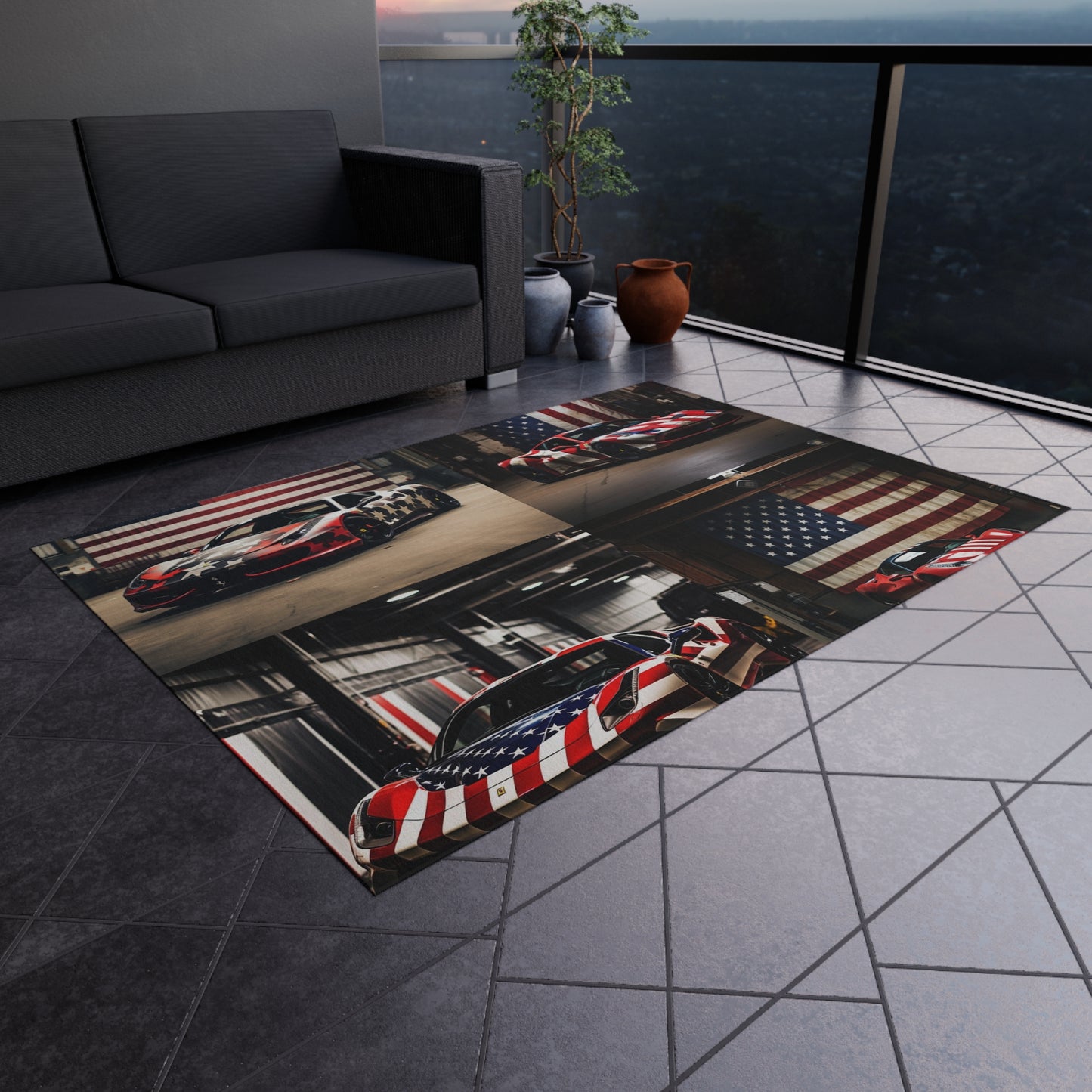 Outdoor Rug  American Flag Farrari 5