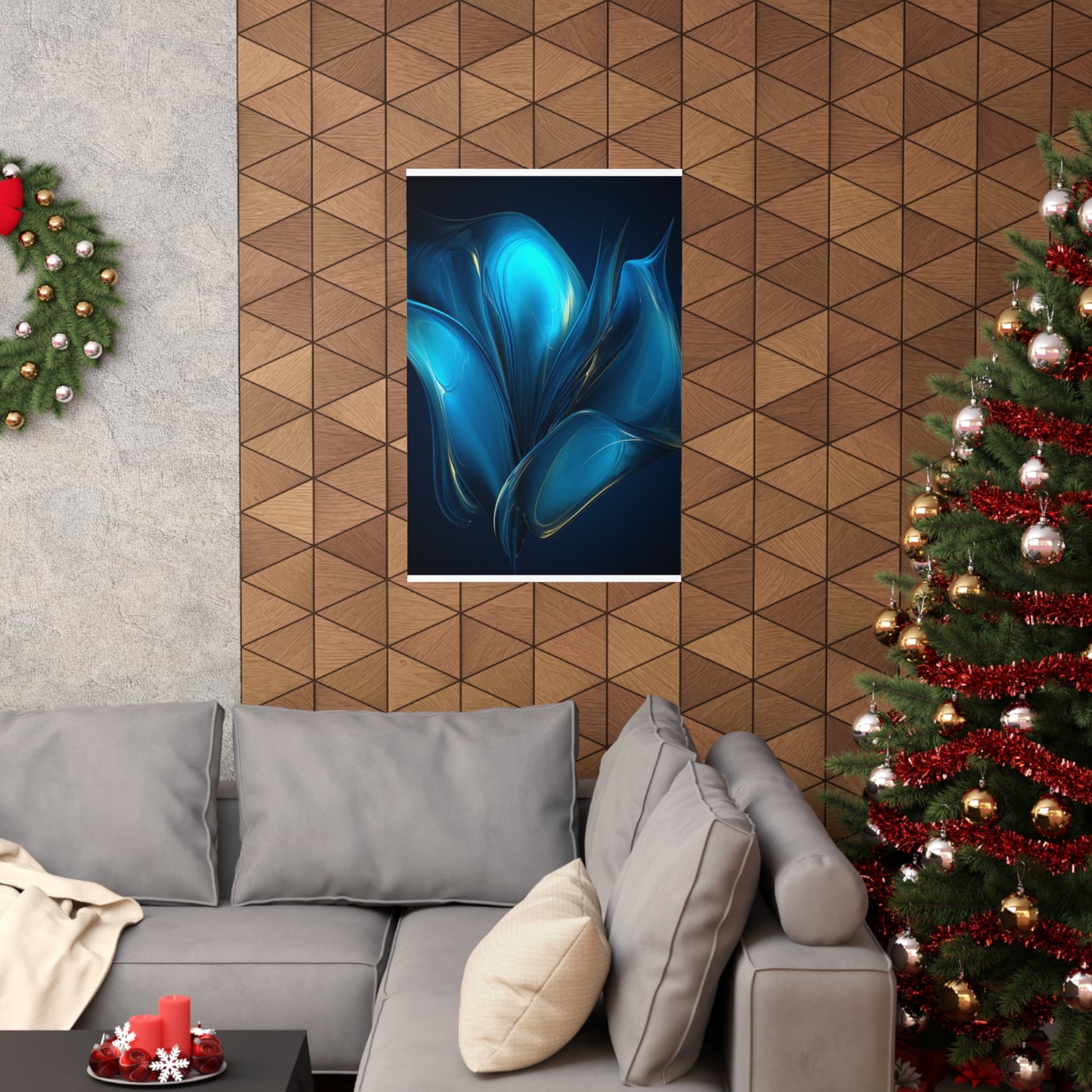 Premium Matte Vertical Posters Abstract Blue Tulip 2