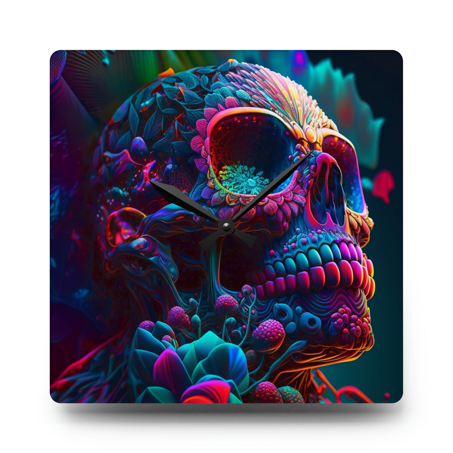 Acrylic Wall Clock Florescent Skull Death 3