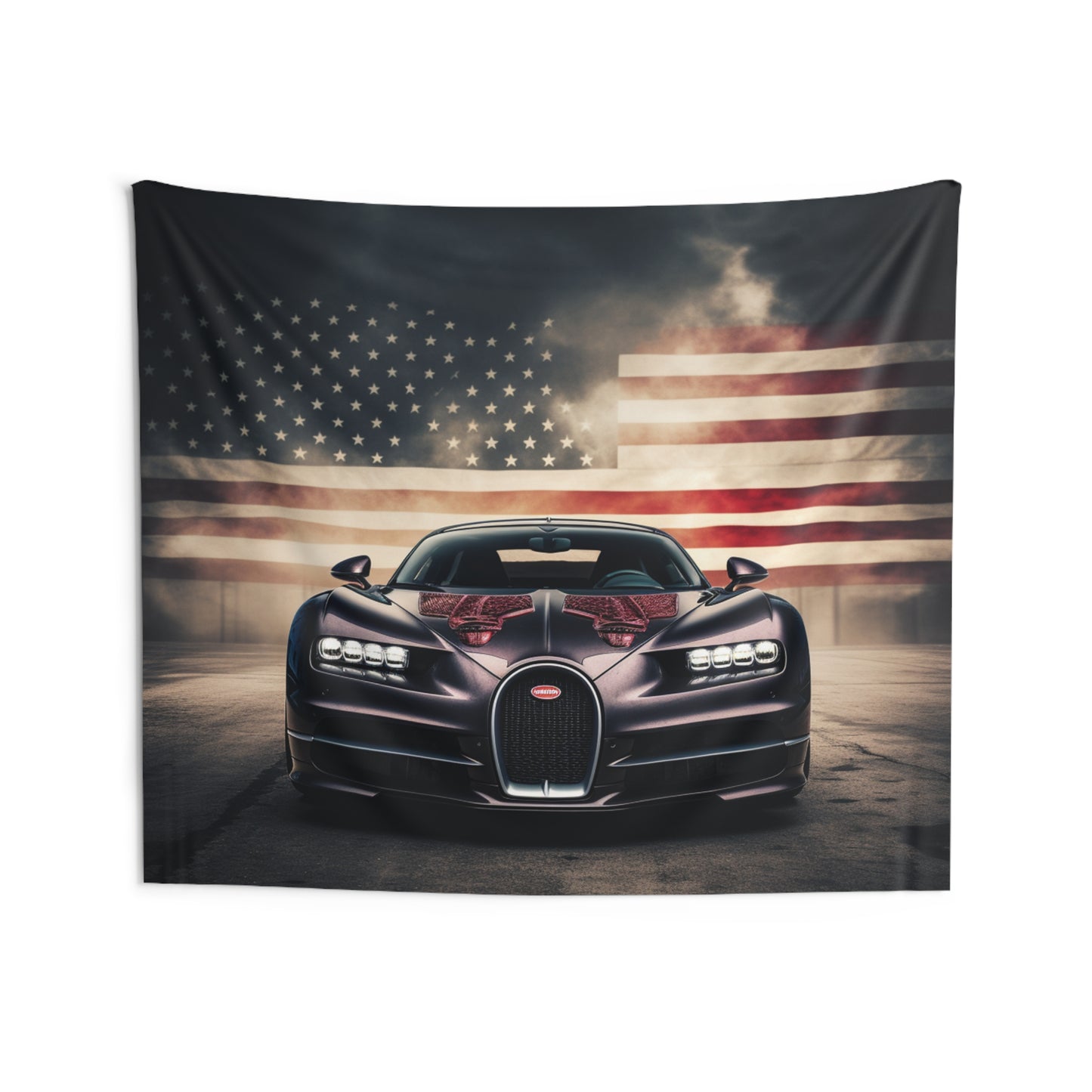 Indoor Wall Tapestries American Flag Background Bugatti 2