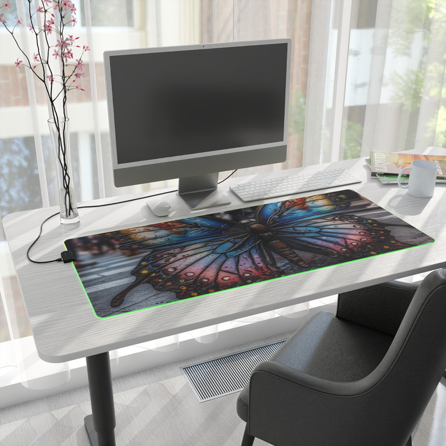 LED Gaming Mouse Pad Liquid Street Butterfly 4