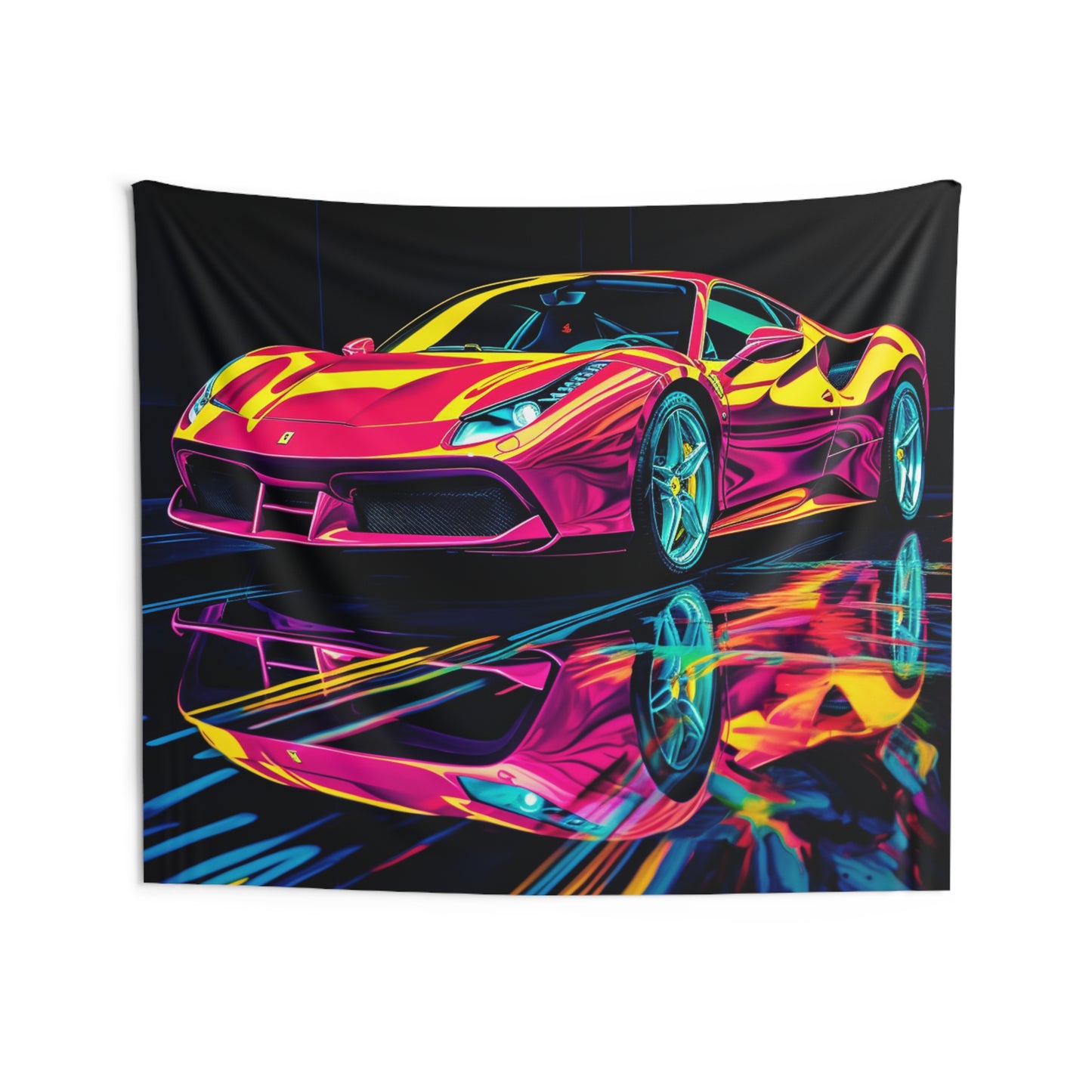 Indoor Wall Tapestries Pink Ferrari Macro 1