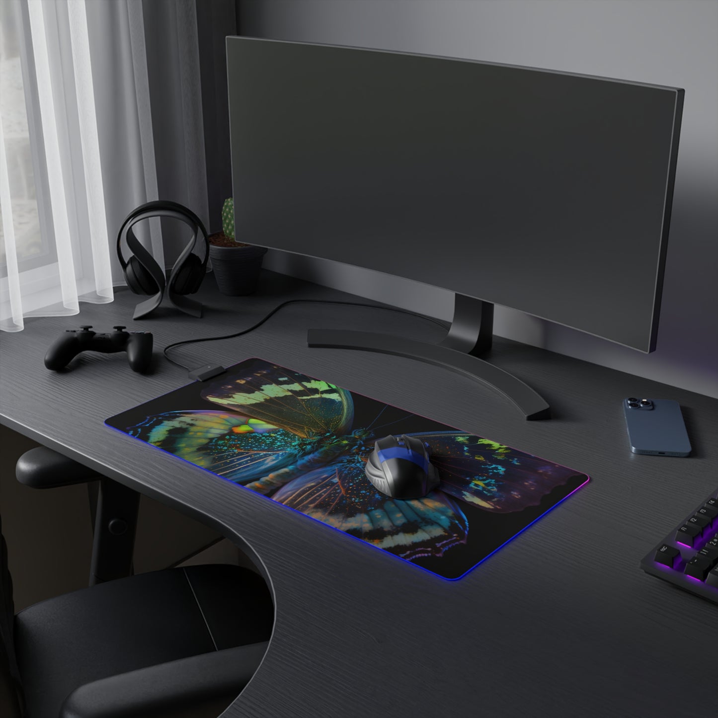 LED Gaming Mouse Pad Neon Butterfly Flair 4