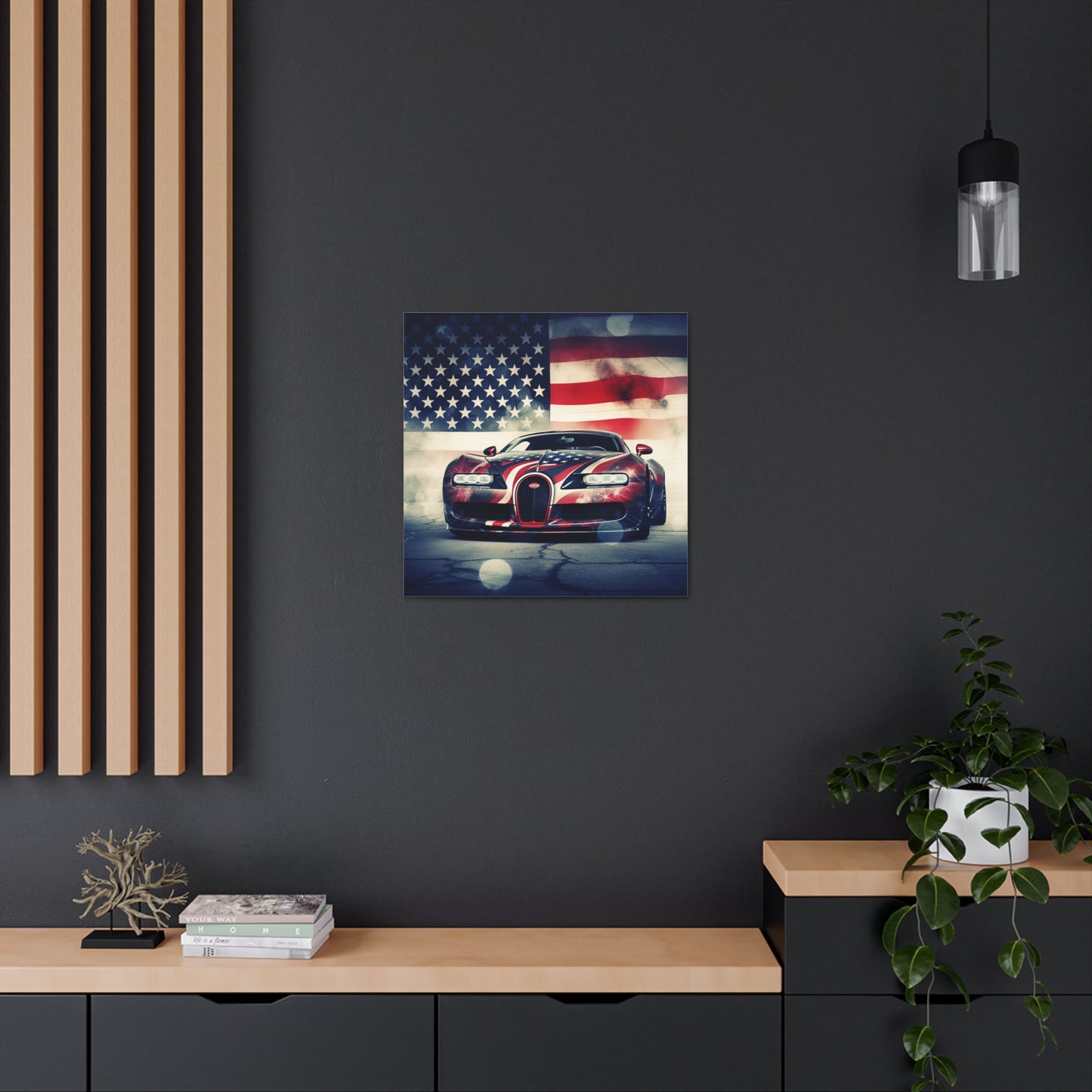 Canvas Gallery Wraps Abstract American Flag Background Bugatti 1