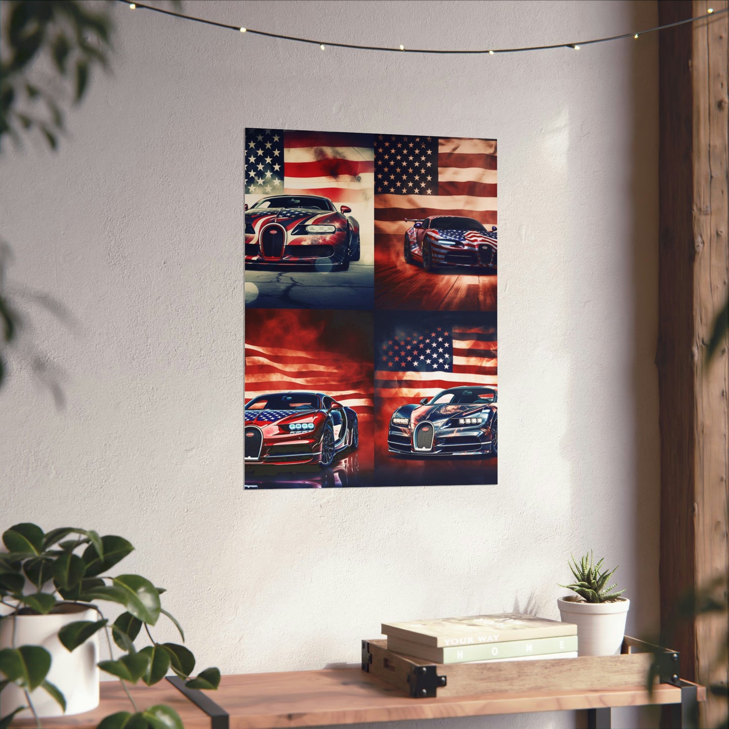 Premium Matte Vertical Posters Abstract American Flag Background Bugatti 5