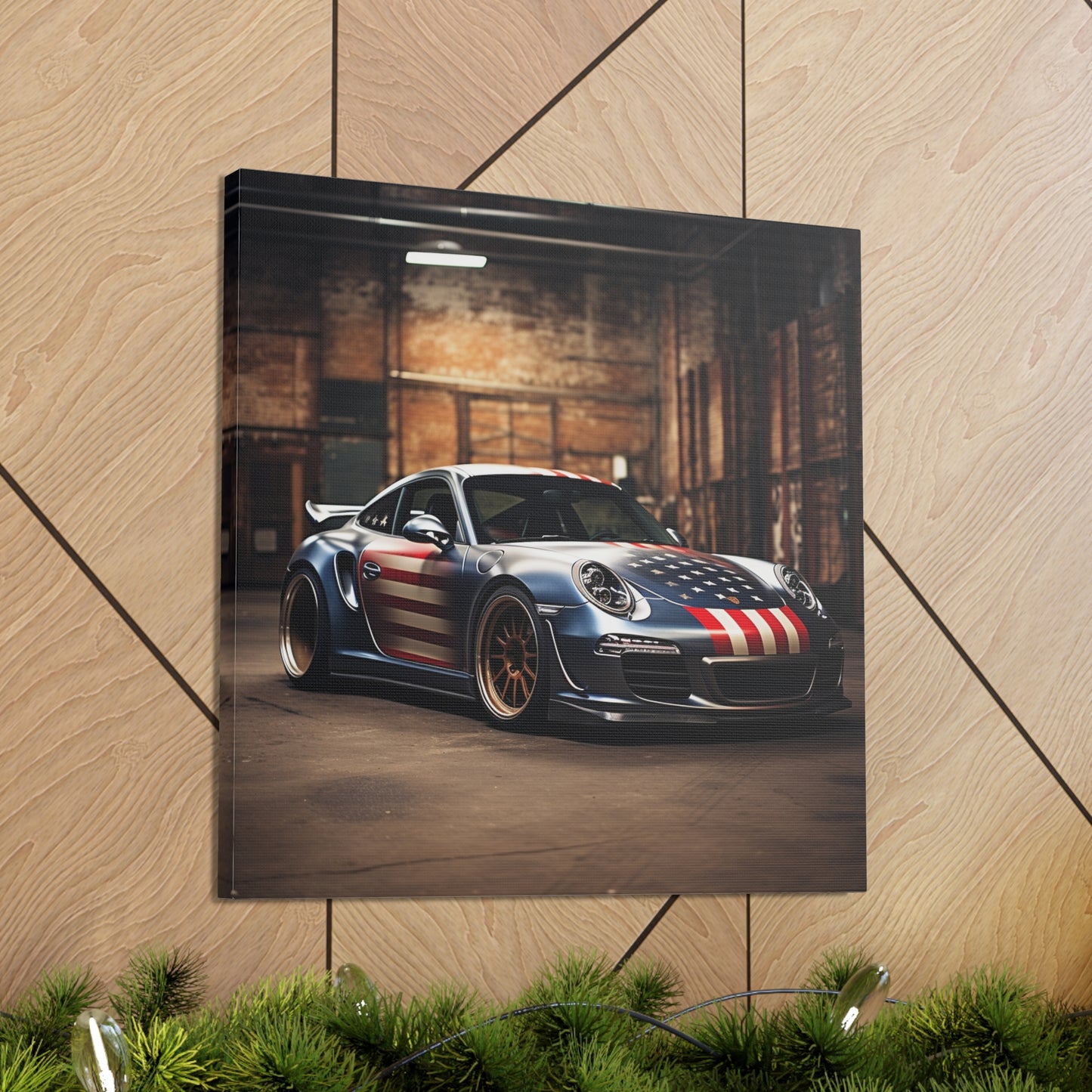 Canvas Gallery Wraps American Flag Porsche 1