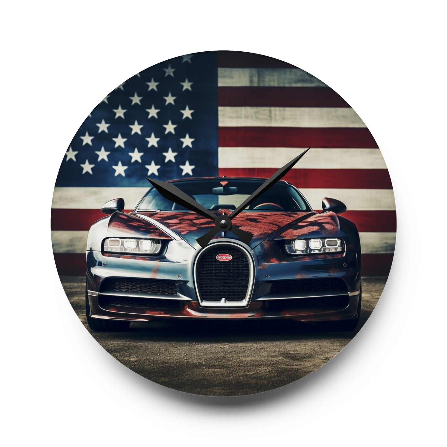 Acrylic Wall Clock Bugatti Flag 3