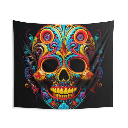 Indoor Wall Tapestries Macro Skull Color 1