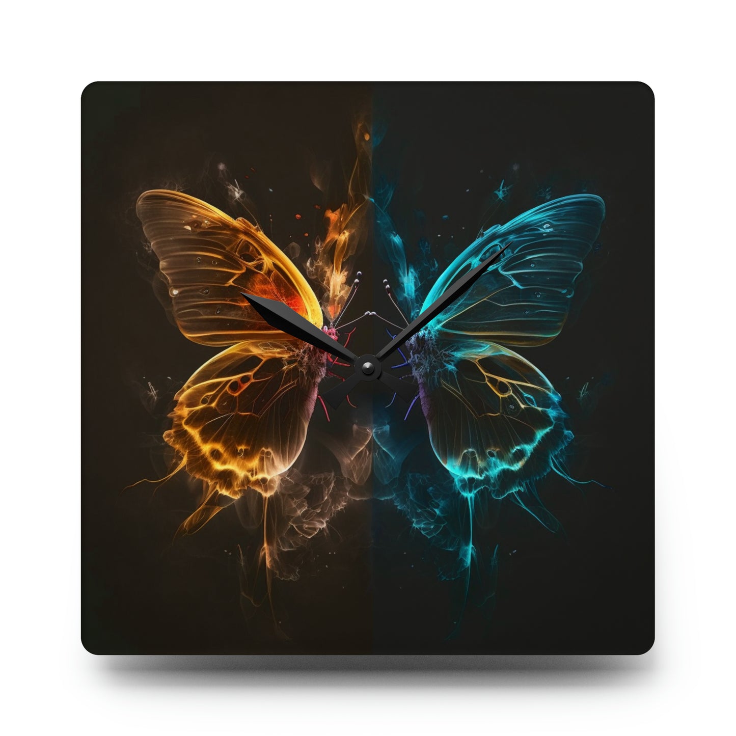 Acrylic Wall Clock Kiss Neon Butterfly 7
