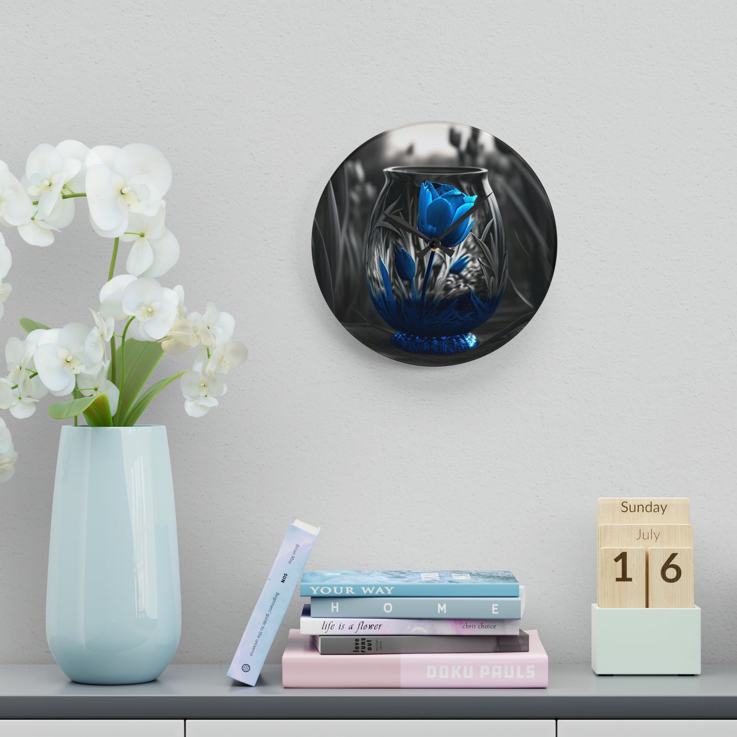 Acrylic Wall Clock Tulip Blue 3