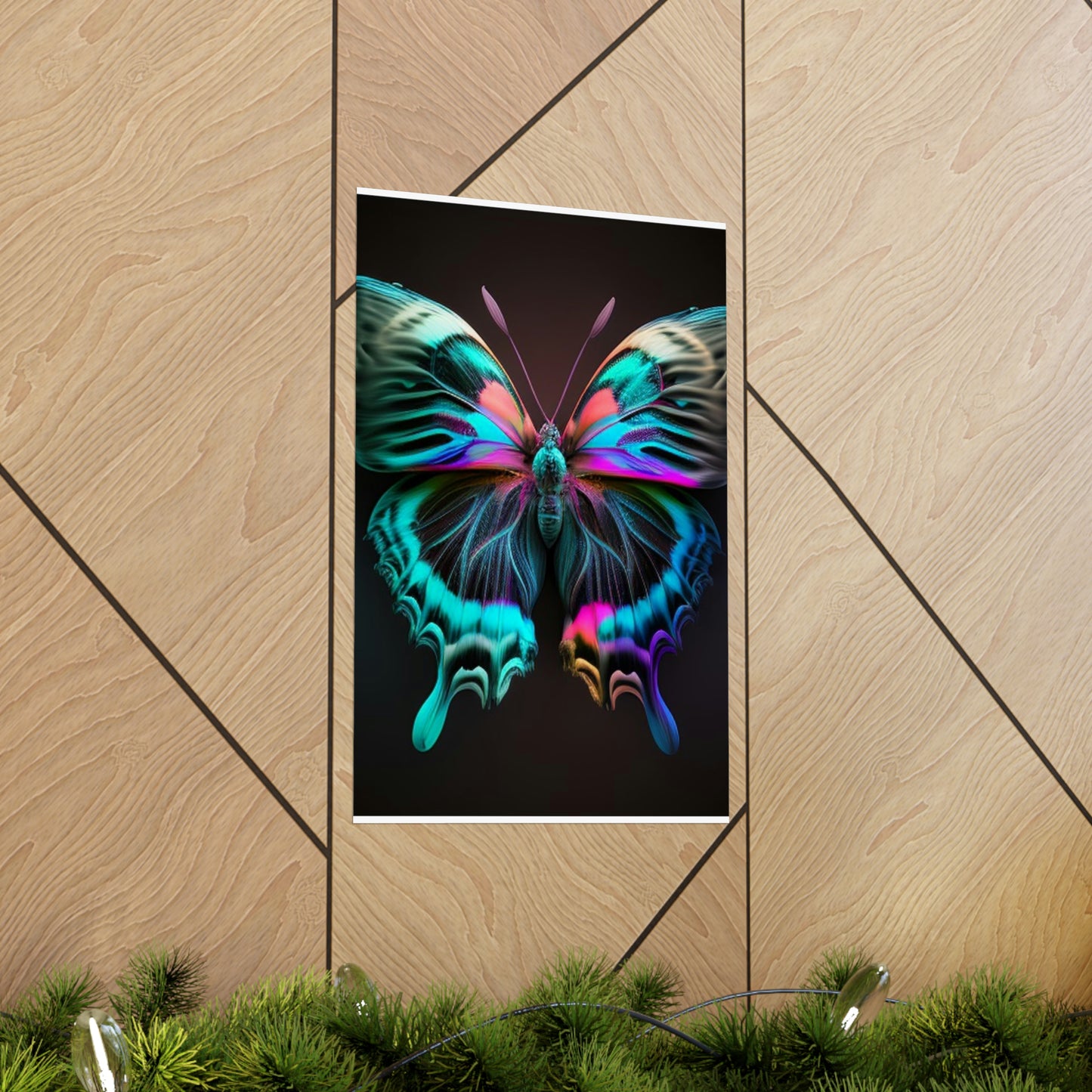 Premium Matte Vertical Posters Neon Butterfly Fusion 3