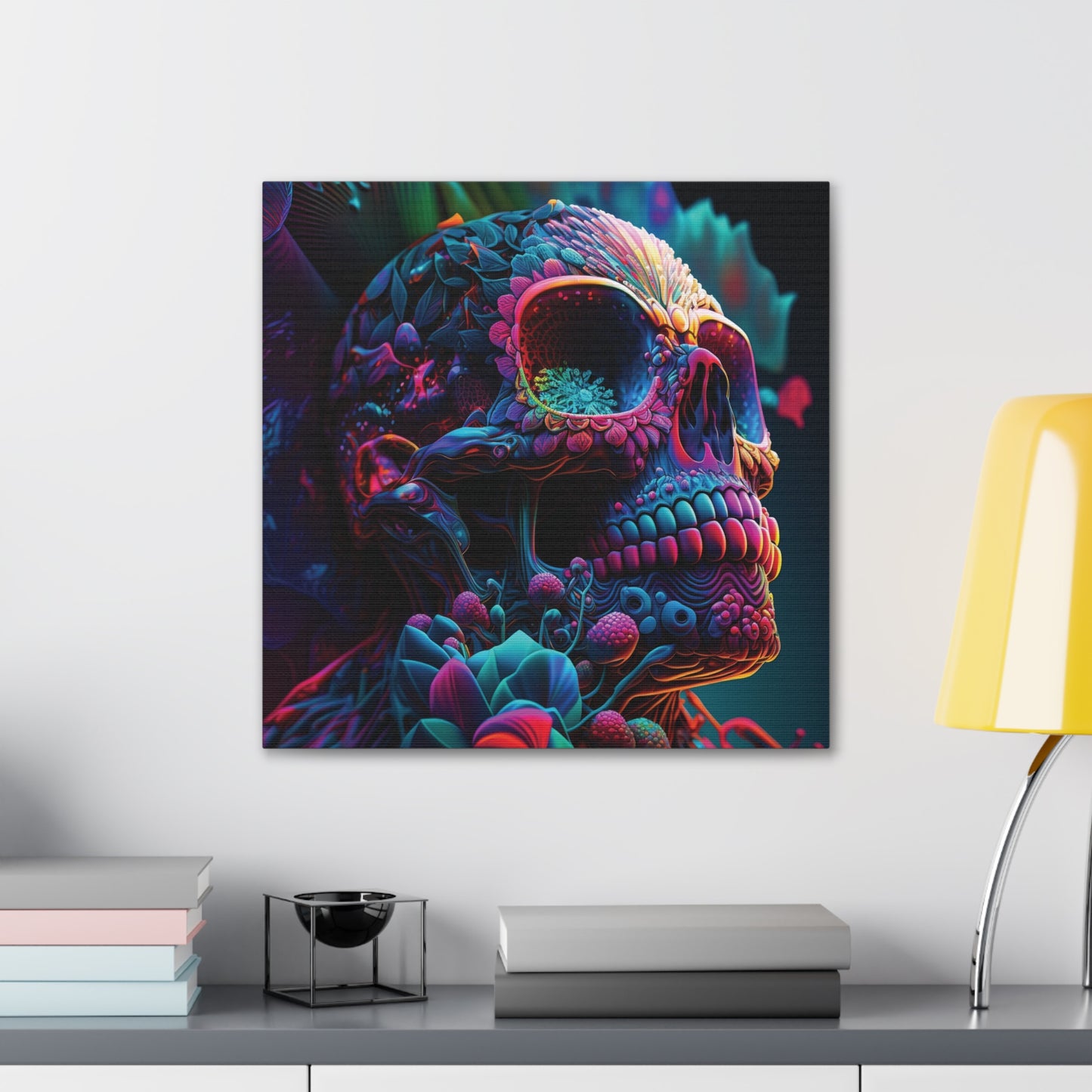 Canvas Gallery Wraps Florescent Skull Death 3