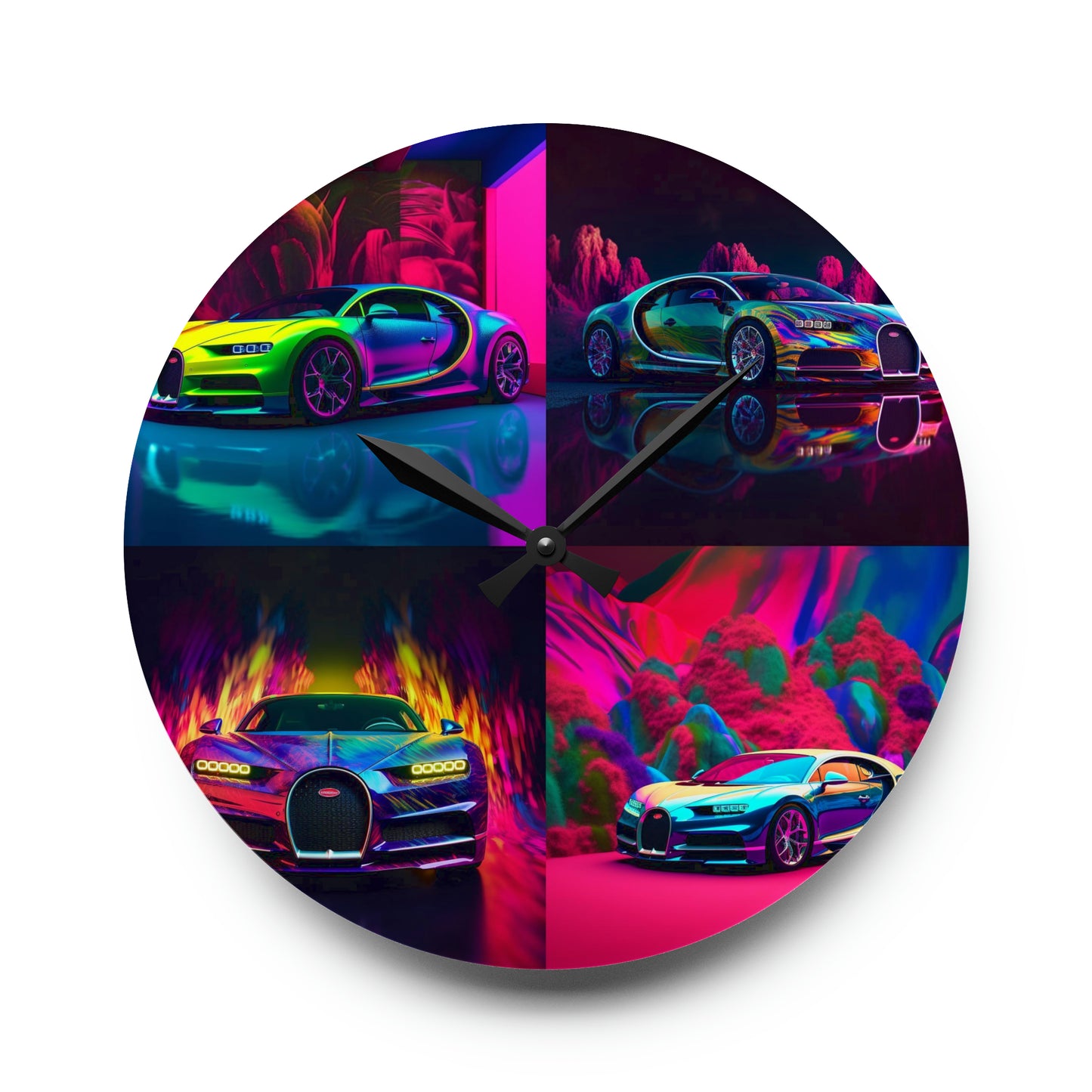 Acrylic Wall Clock Florescent Bugatti Flair 5