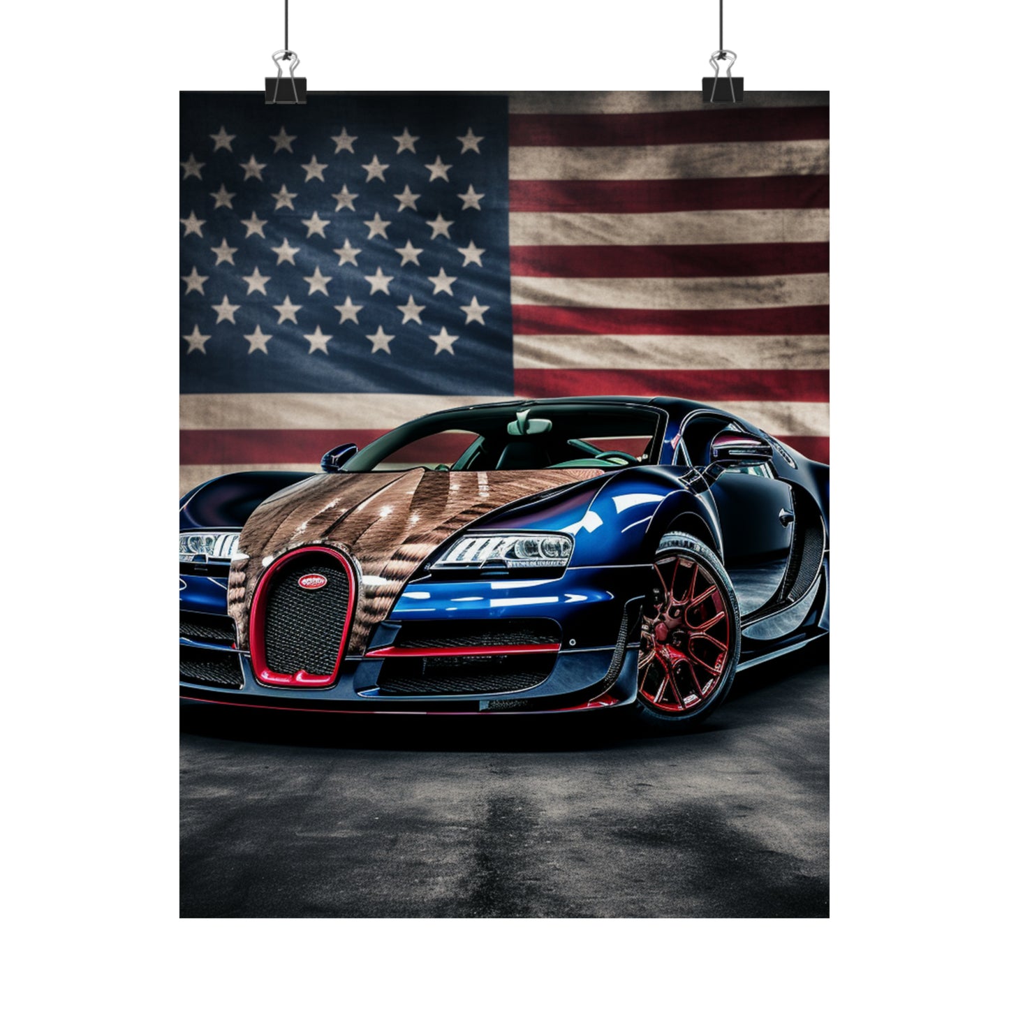 Premium Matte Vertical Posters Bugatti American Flag 4