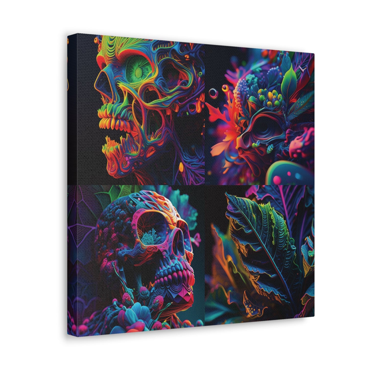 Canvas Gallery Wraps Florescent Skull Death 5