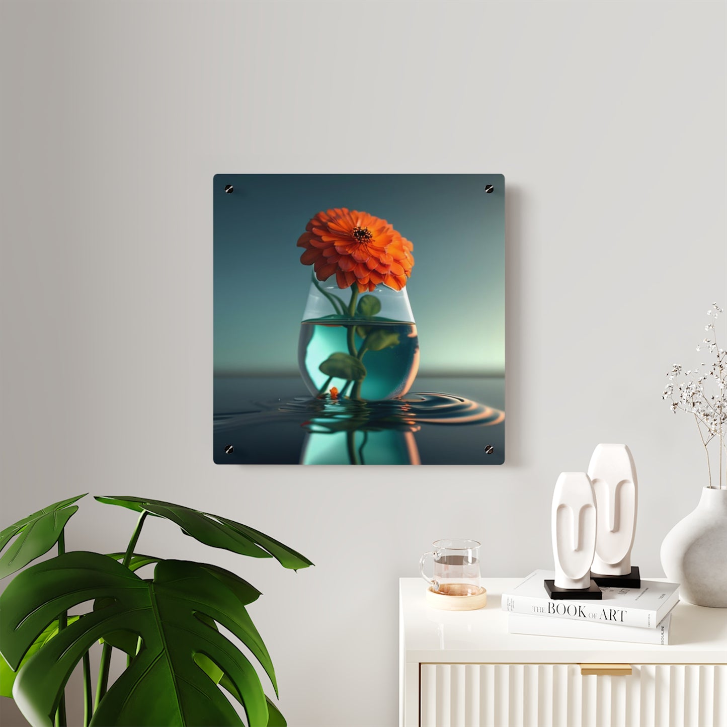 Acrylic Wall Art Panels Orange Zinnia 1