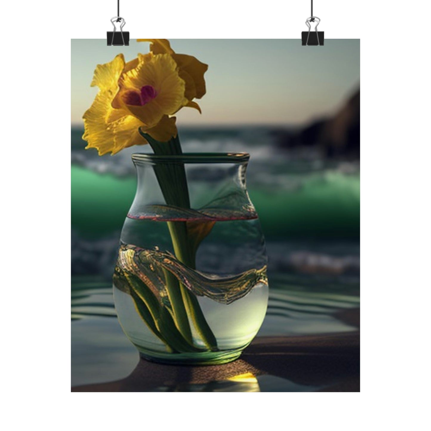 Premium Matte Vertical Posters Yellow Gladiolus glass 1