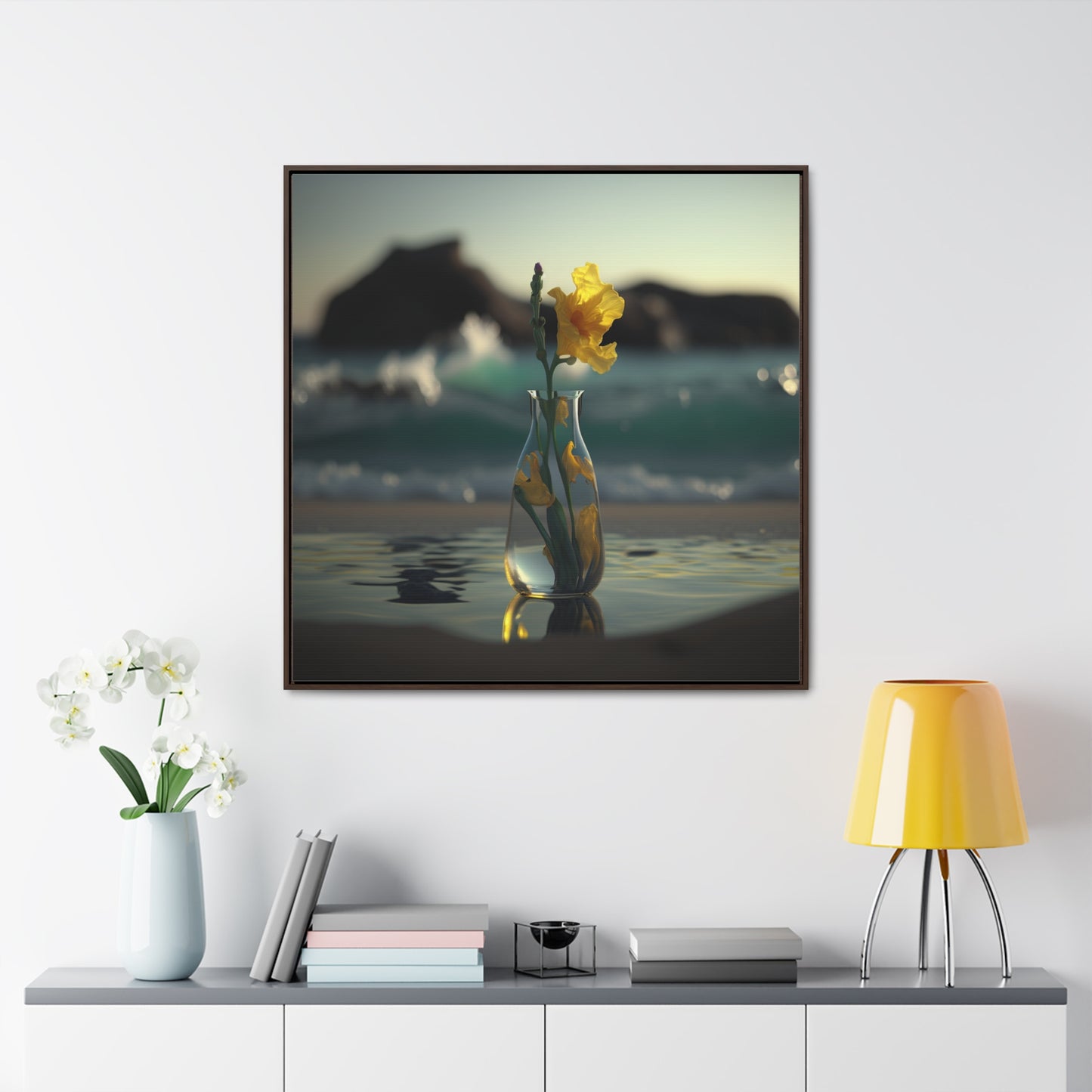 Gallery Canvas Wraps, Square Frame Yellow Gladiolus glass 2