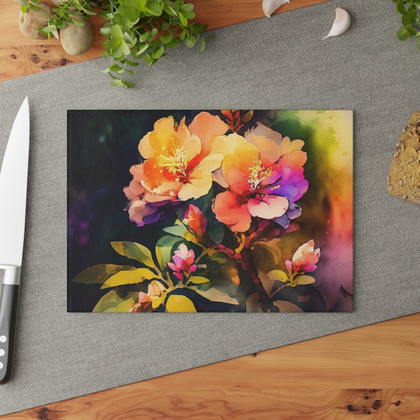Glass Cutting Board Bright Spring Flowers 2