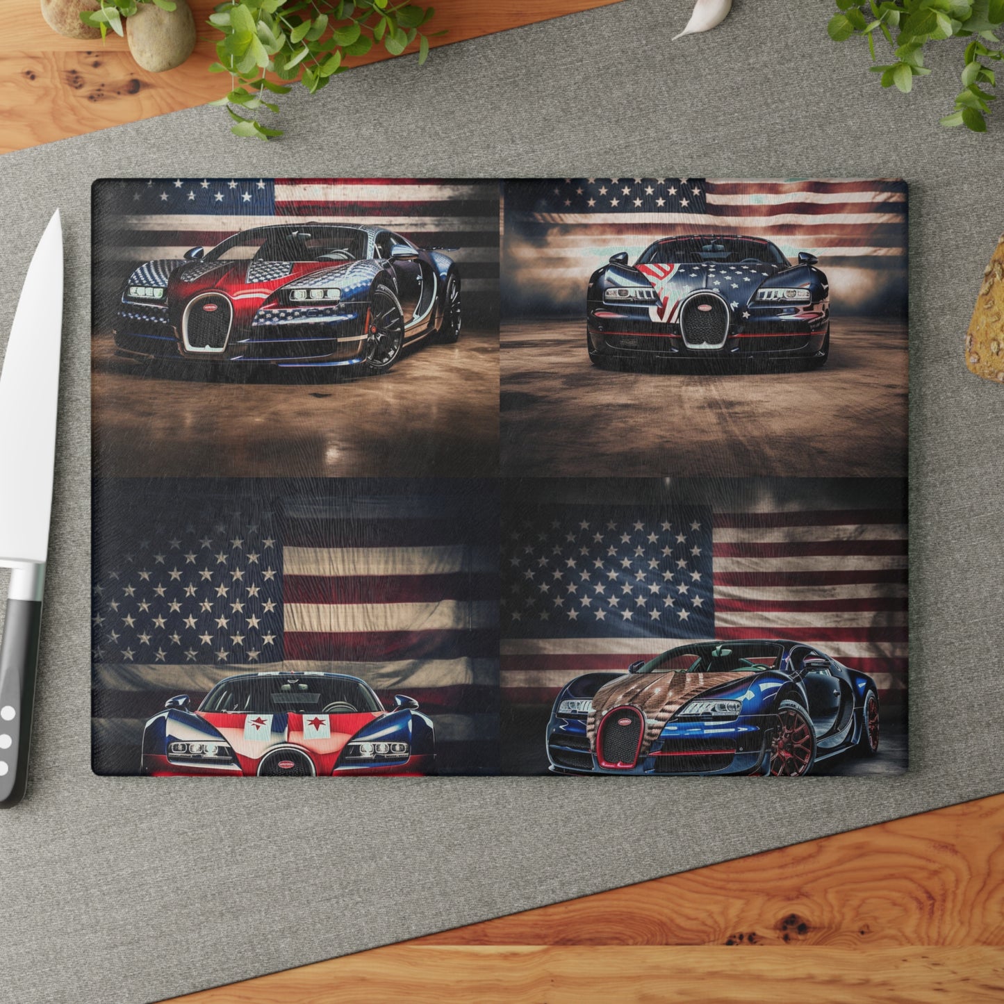 Glass Cutting Board Bugatti American Flag 5