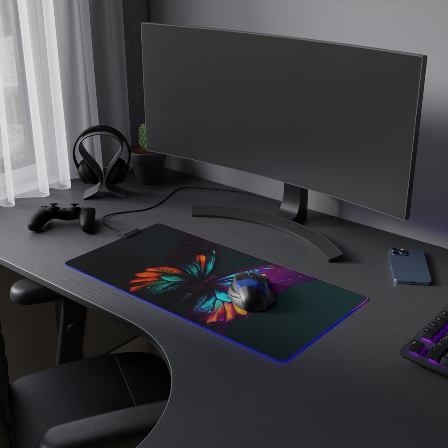 LED Gaming Mouse Pad Hyper Colorful Butterfly Macro 4