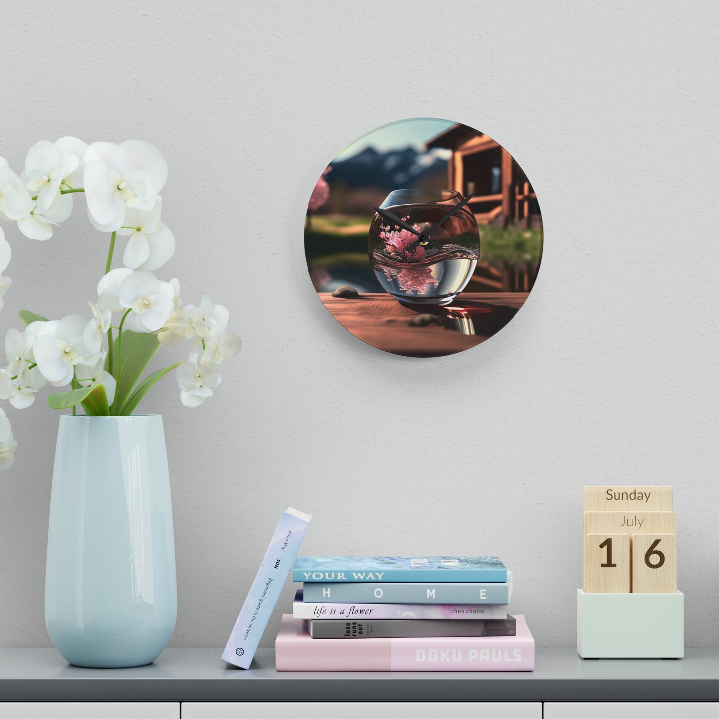 Acrylic Wall Clock Cherry Blossom 4