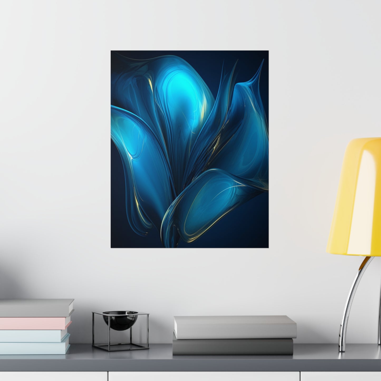 Premium Matte Vertical Posters Abstract Blue Tulip 2