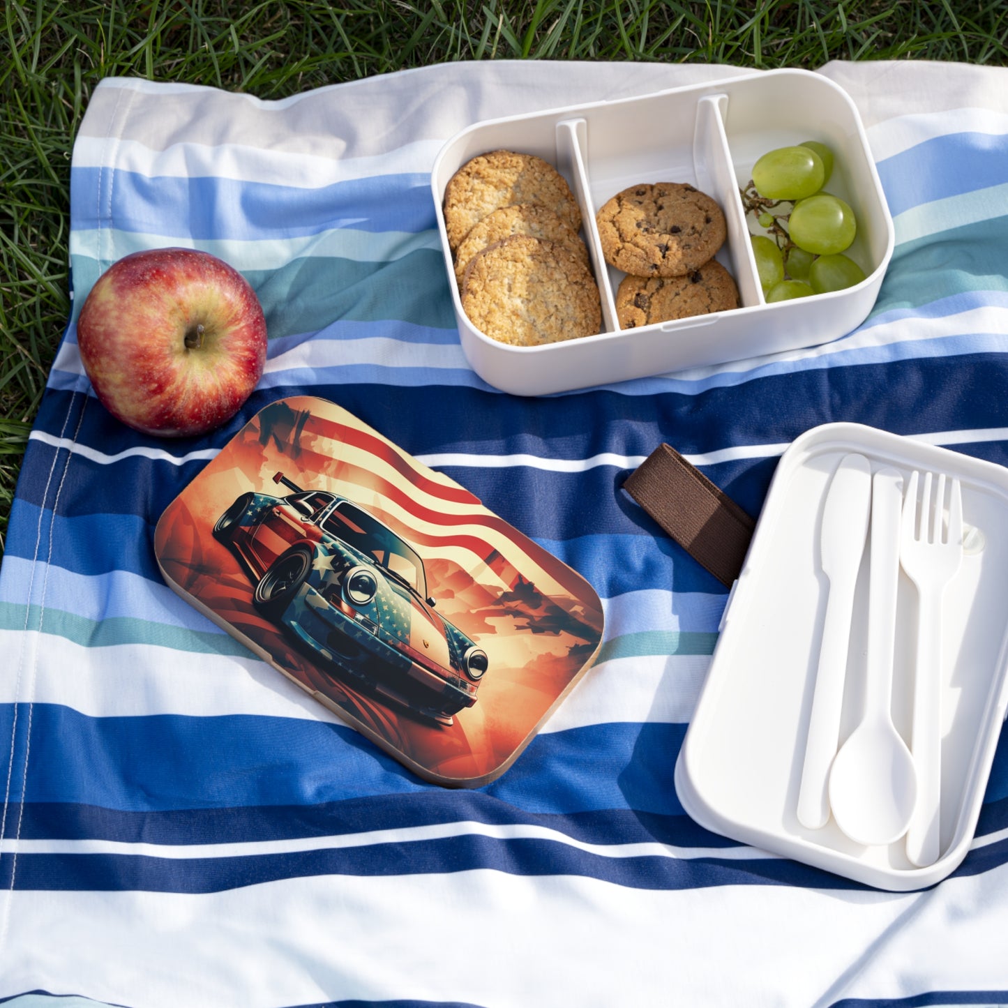 Bento Lunch Box Abstract American Flag Background Porsche 4