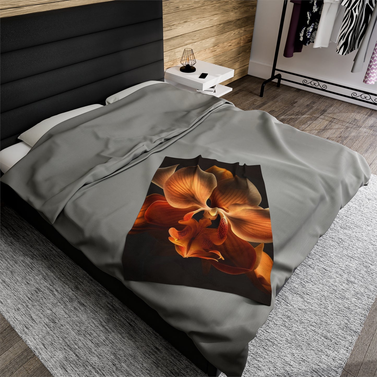 Velveteen Plush Blanket Orange Orchid 2