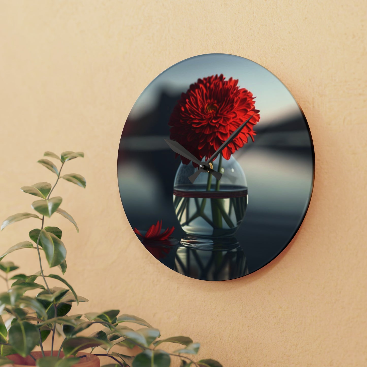 Acrylic Wall Clock Chrysanthemum 2