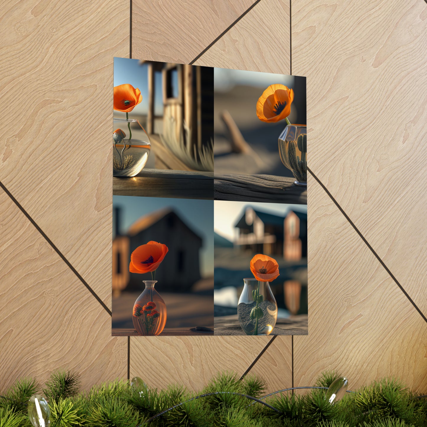 Premium Matte Vertical Posters Orange Poppy in a Vase 5