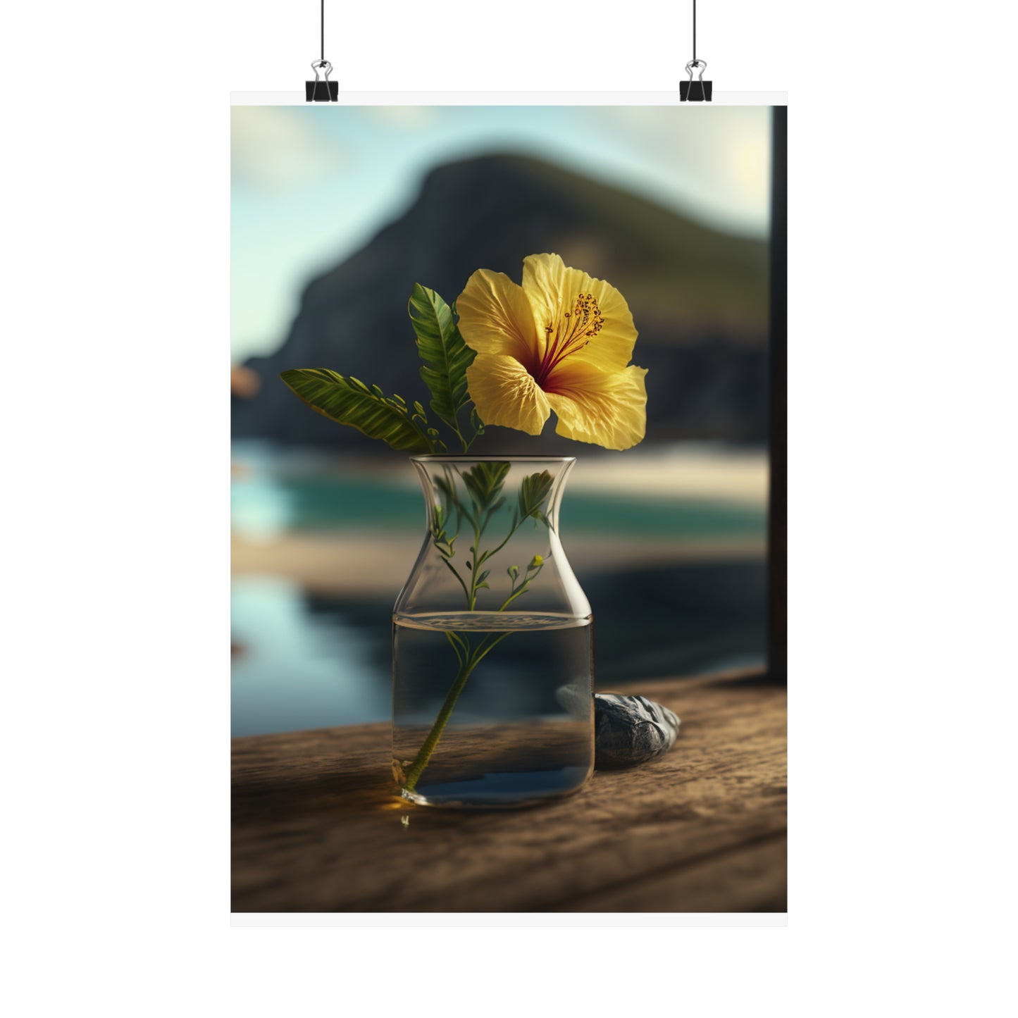 Premium Matte Vertical Posters Yellow Hibiscus Wood 4