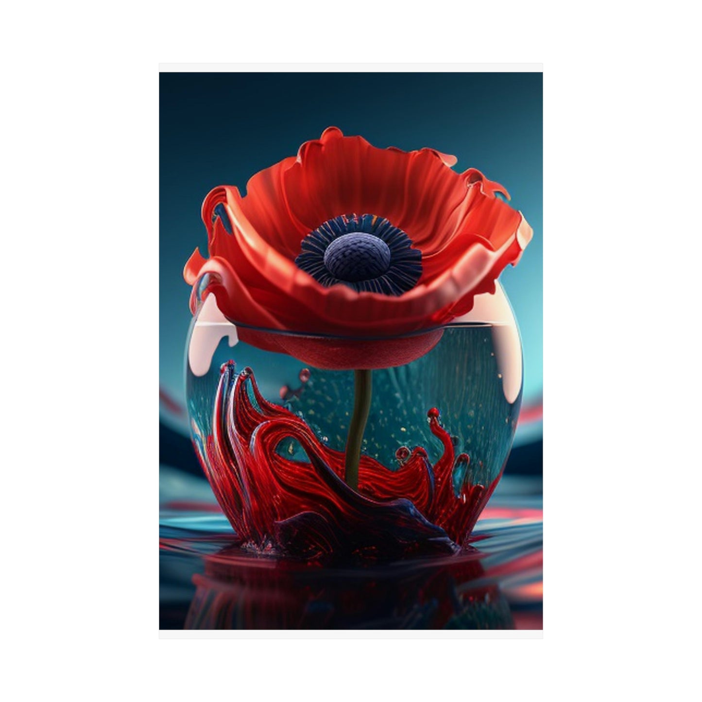 Premium Matte Vertical Posters Red Anemone in a Vase 2