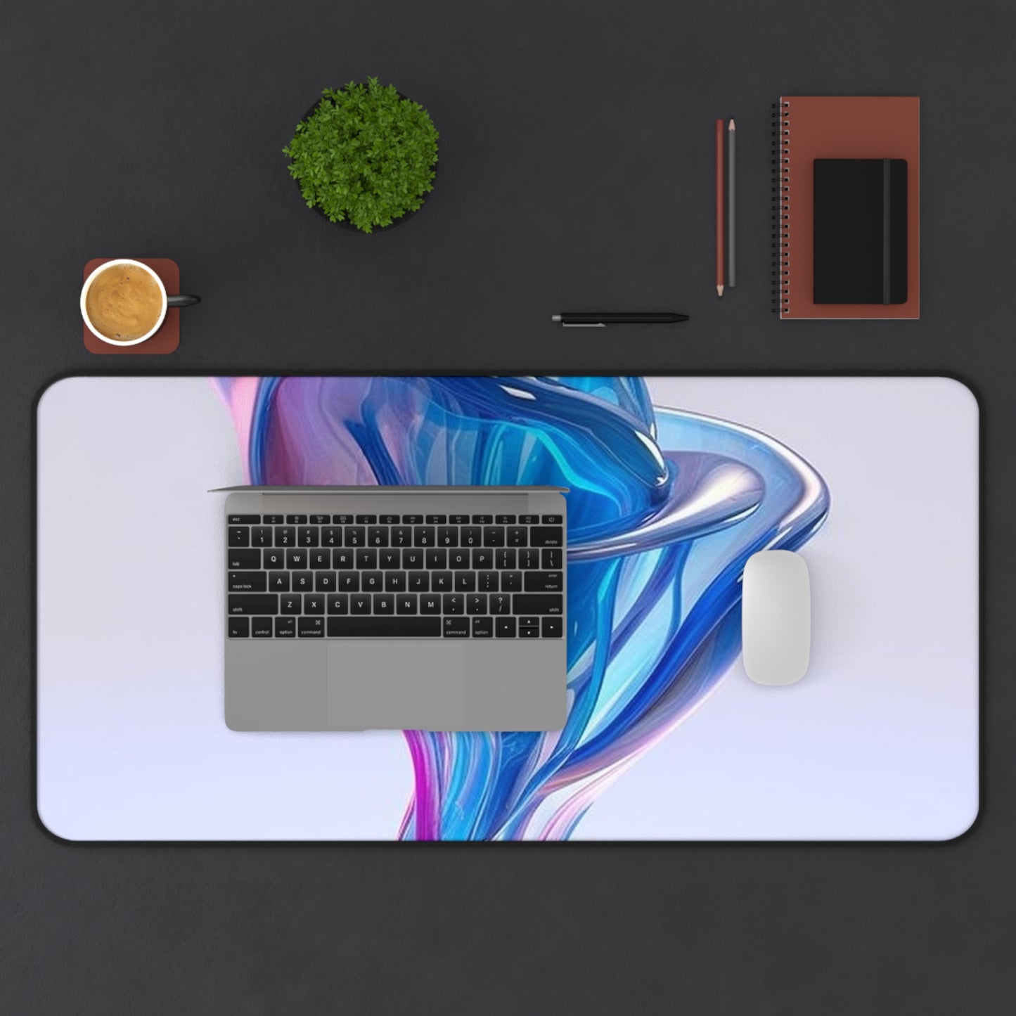 Desk Mat Pink & Blue Tulip Rose 2