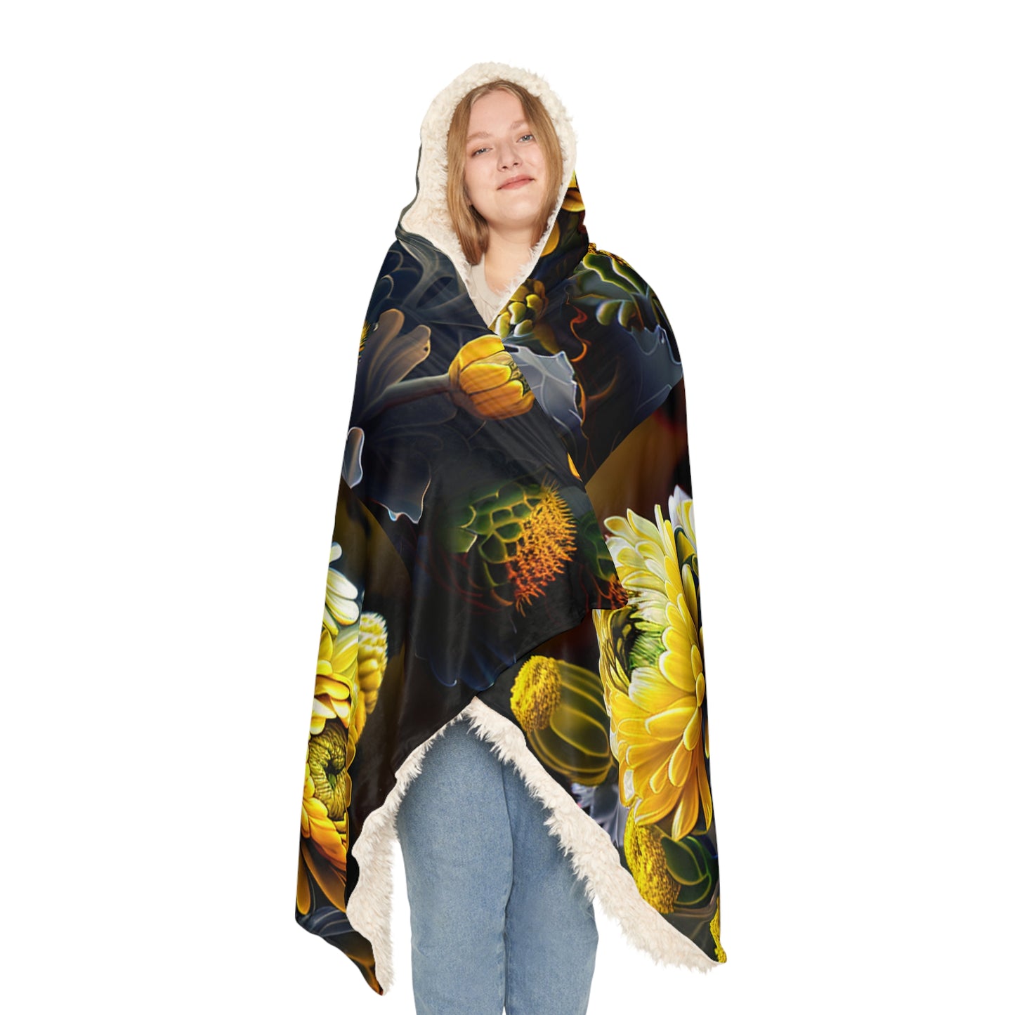 Snuggle Hooded Blanket Yellow Hermosas Flores Amarillas 5