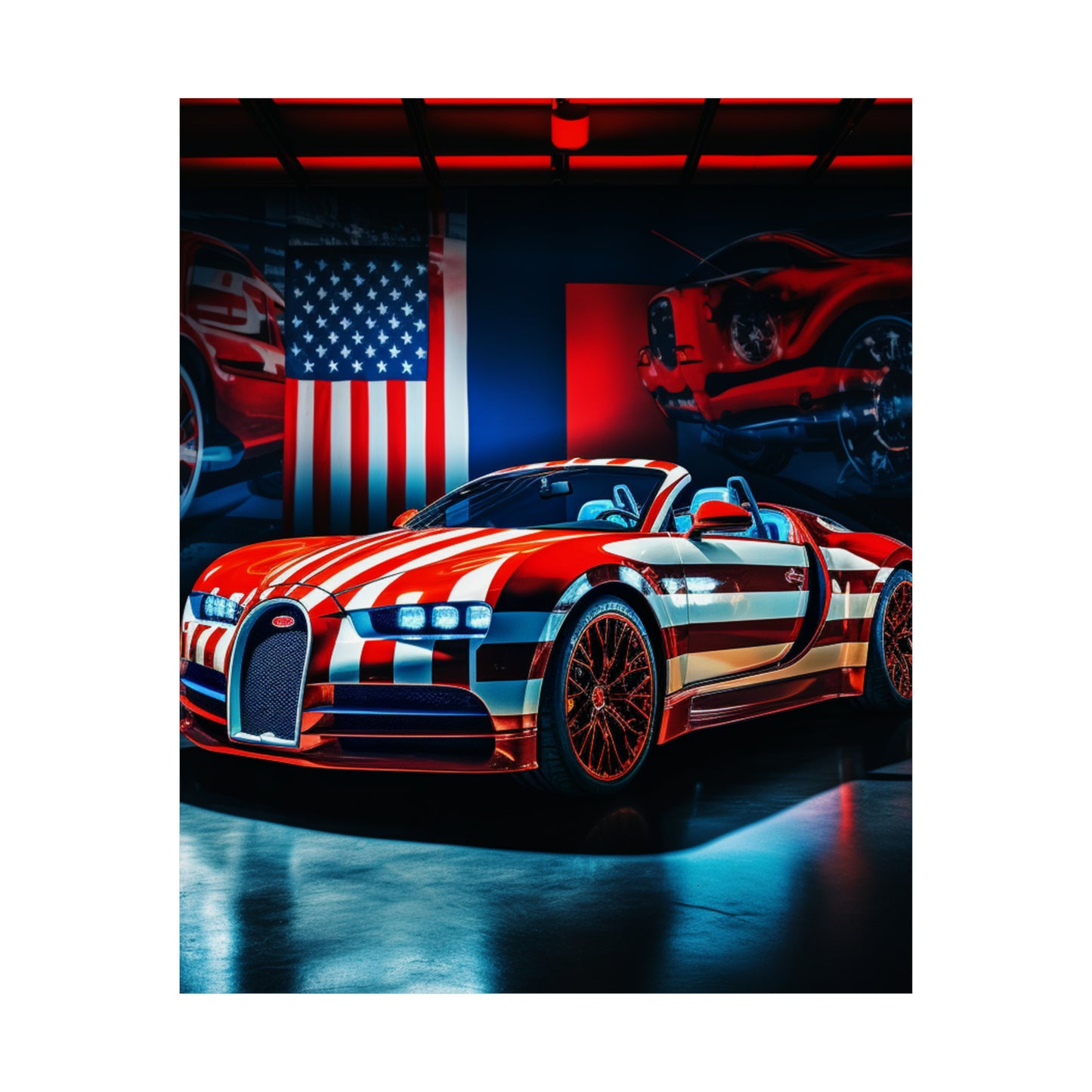 Premium Matte Vertical Posters Macro Bugatti American Flag 2